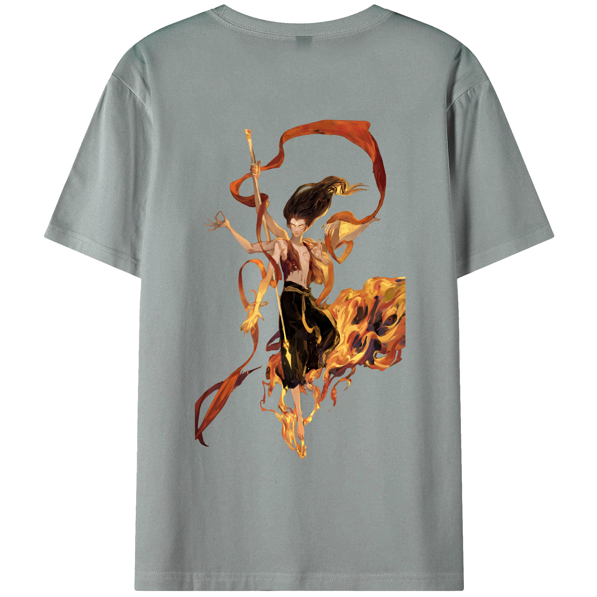 （画像用） Ne Zha 2 ナタ 魔童の大暴れ 綿100％ メンズ半袖Tシャツ（バックプリント） 通気性